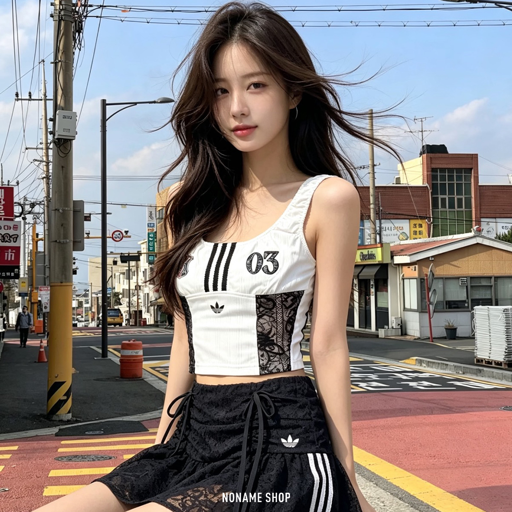 ADIDAS ORIGINALS 復古 條紋 蕾絲 球衣混搭 圓領 無袖 背心 兩色 (女款)