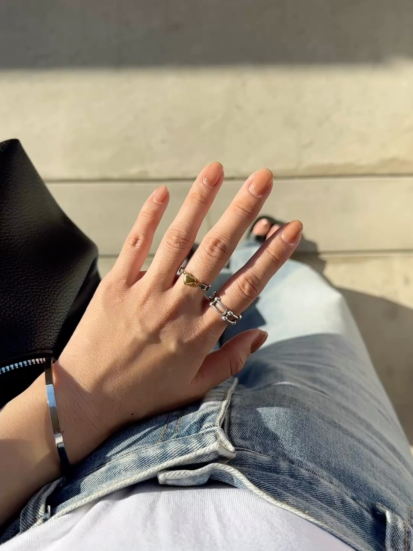SS heart bangle ring