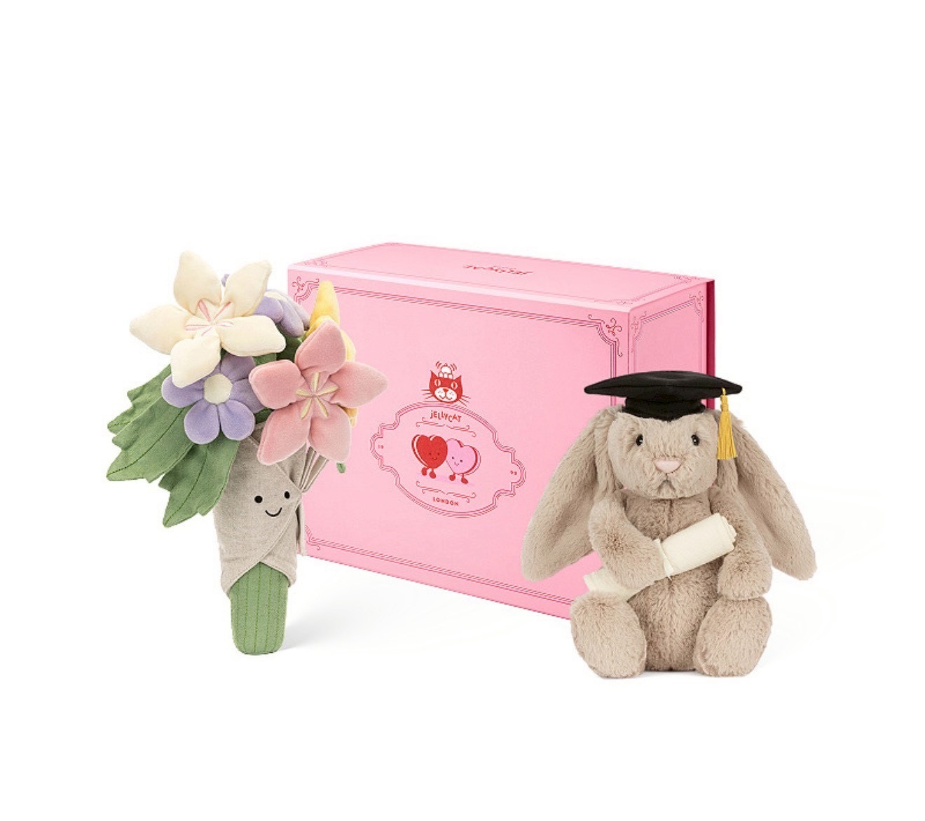 【Luxury】 JELLYCAT 前程似錦 鯉魚禮盒 畢業套組學士帽 害羞邦尼兔 兔兔 花漾花束 畢業禮物 祝賀 獎品 娃娃 配件