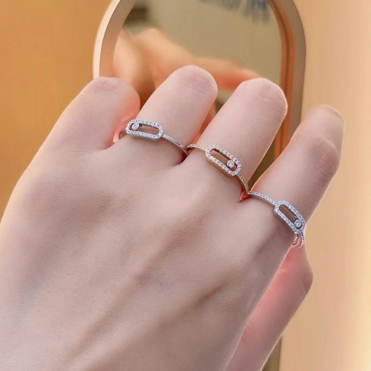 18k”Uno單鑽小號/滿鑽戒框高奢定製戒