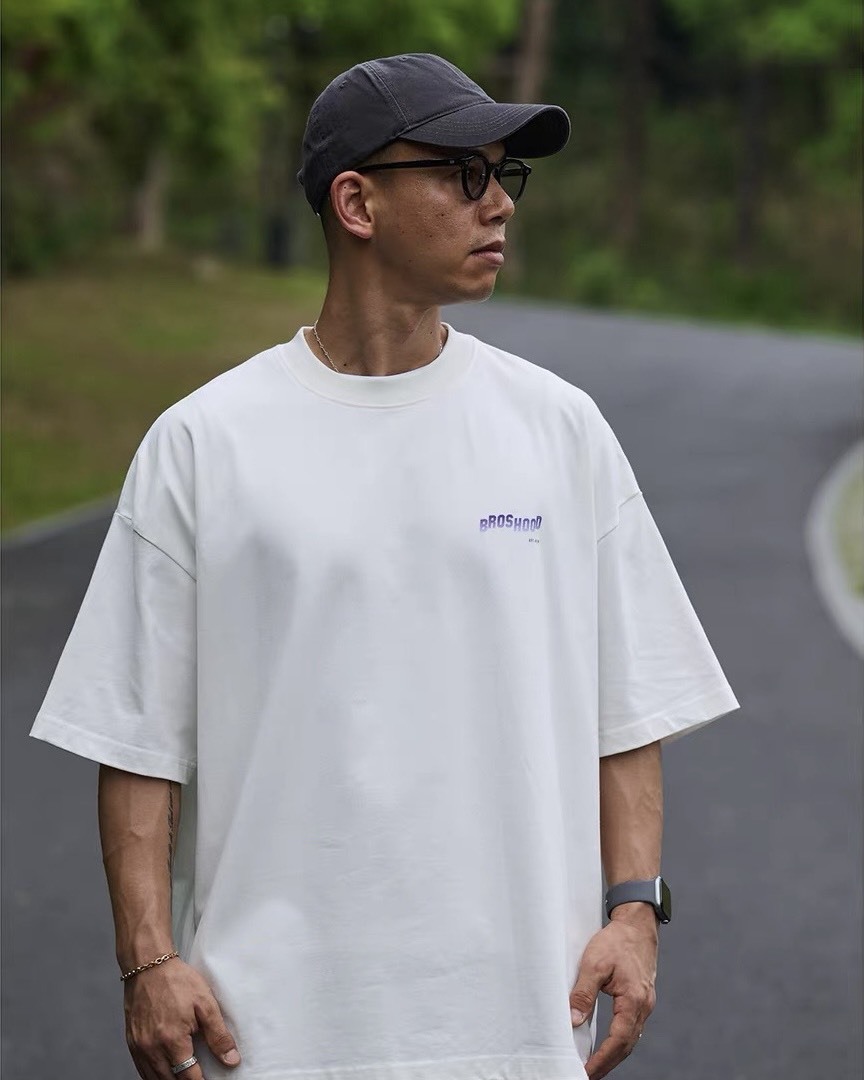 #預購 Broshood 26SS 日系寬鬆 休閒圓領 夏季數碼直噴夜景印花 短踢 兩色