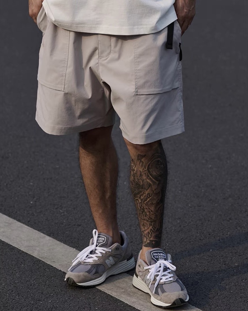 #預購 Broshood 26SS 日系寬鬆休閒 拉鏈風琴口袋 夏季直筒五分工裝短褲 三色