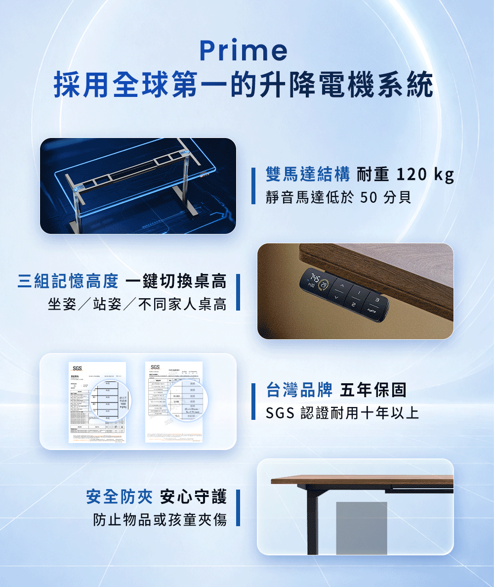 FUNTE Prime 採用全球第一的升降電機系統，耐重 120 kg