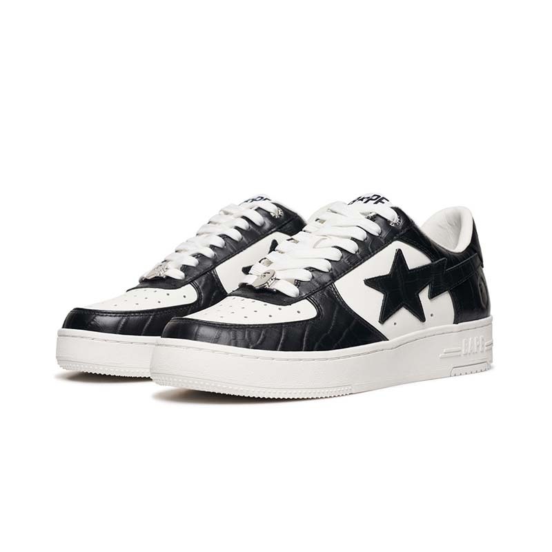 A Bathing Ape BAPE STA #3 壓紋皮革 流星鞋 黑白 休閒鞋 男鞋 BAPE-393 [台灣現貨]