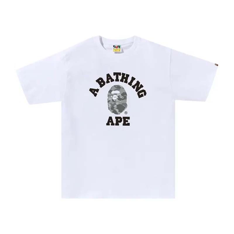 BAPE Honeycomb Camo College Tee 大學字 灰迷彩猿人 短袖 白色 RAY-72 [台灣現貨]