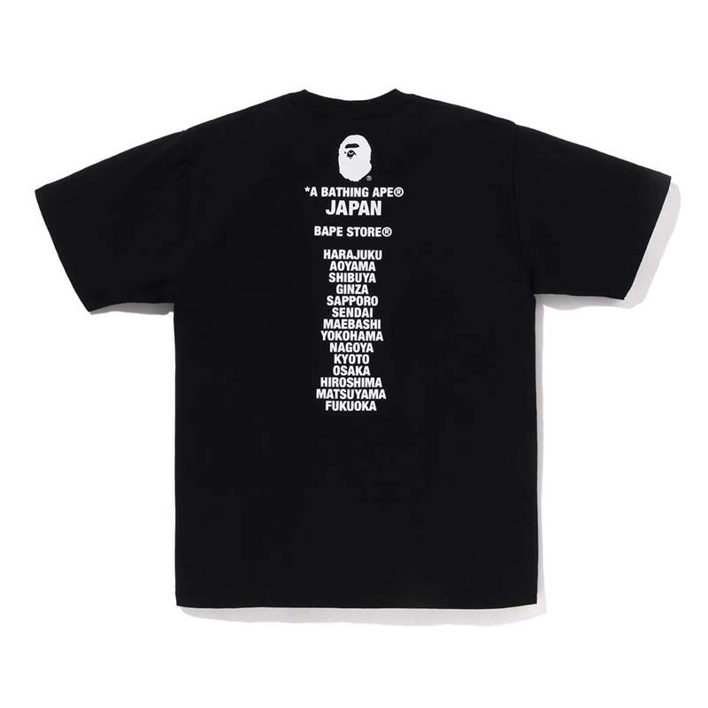 BAPE Japan Ape Head Tee 地名 文字 猿人 短袖 黑色 RAY-81 [台灣現貨]