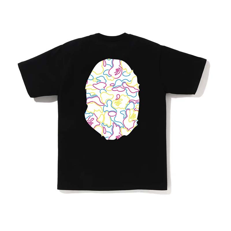 BAPE Neon Camo Big Ape Head Tee  霓虹線條 雙面猿人 短袖 黑色 RAY-83 [台灣現貨]