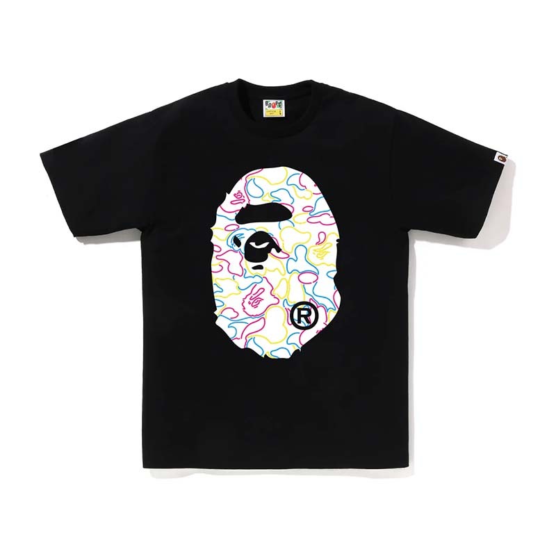 BAPE Neon Camo Big Ape Head Tee  霓虹線條 雙面猿人 短袖 黑色 RAY-83 [台灣現貨]