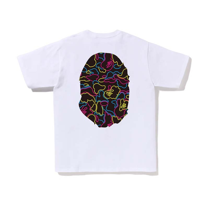 BAPE Neon Camo Big Ape Head Tee  霓虹線條 雙面猿人 短袖 白色 RAY-84 [台灣現貨]