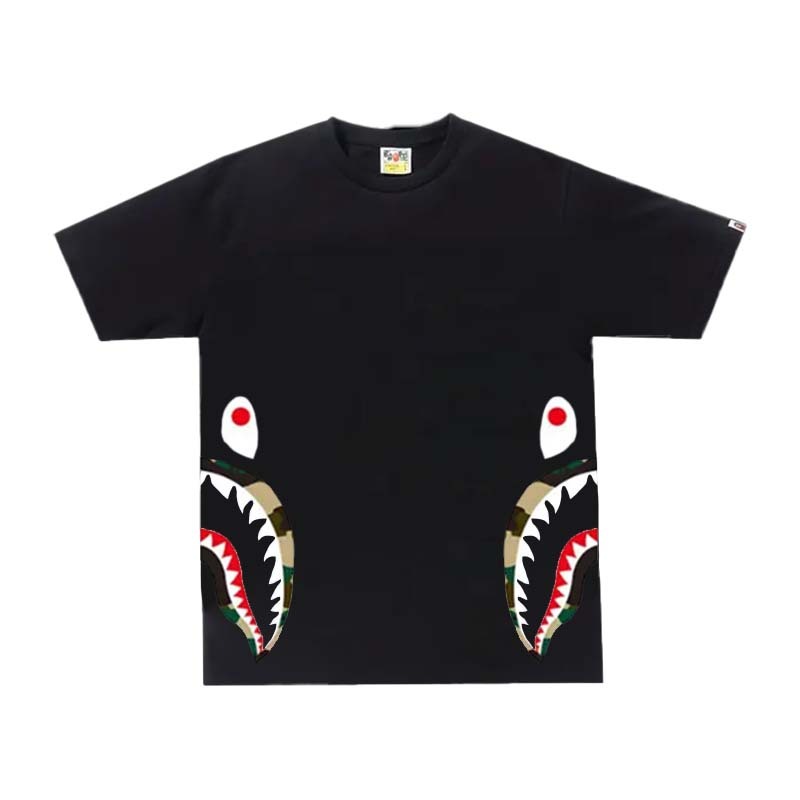 BAPE 1st Camo Side Shark Tee 黃迷彩 腰間鯊魚 短袖 黑色 RAY-86 [台灣現貨]
