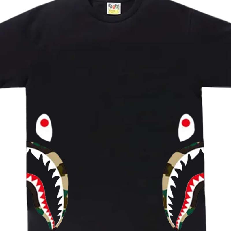 BAPE 1st Camo Side Shark Tee 黃迷彩 腰間鯊魚 短袖 黑色 RAY-86 [台灣現貨]
