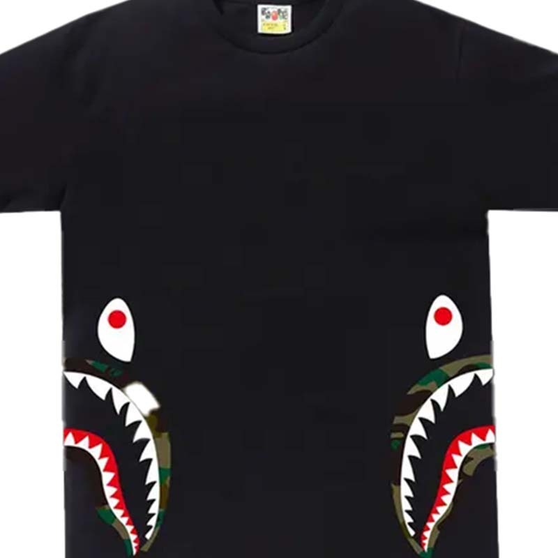 BAPE 1st Camo Side Shark Tee 綠迷彩 腰間鯊魚 短袖 黑色 RAY-87 [台灣現貨]