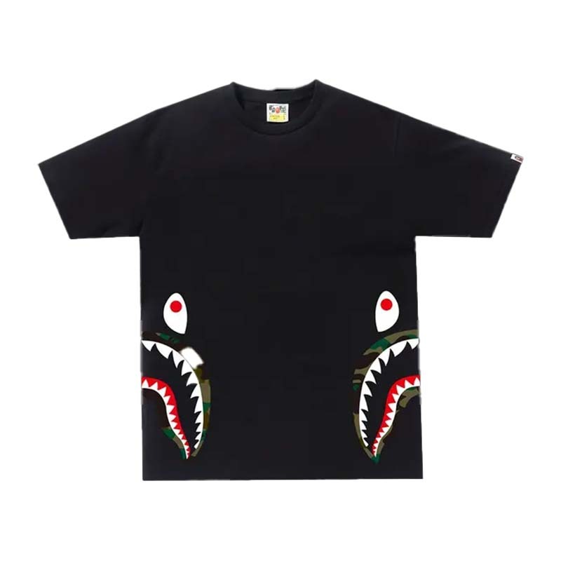 BAPE 1st Camo Side Shark Tee 綠迷彩 腰間鯊魚 短袖 黑色 RAY-87 [台灣現貨]