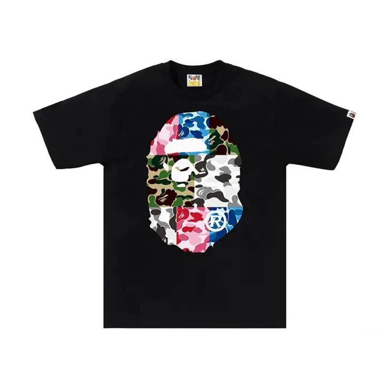 BAPE ABC Camo Crazy Big Ape Head Tee 多色迷彩 猿人 短袖 黑色 RAY-90 [台灣現貨]