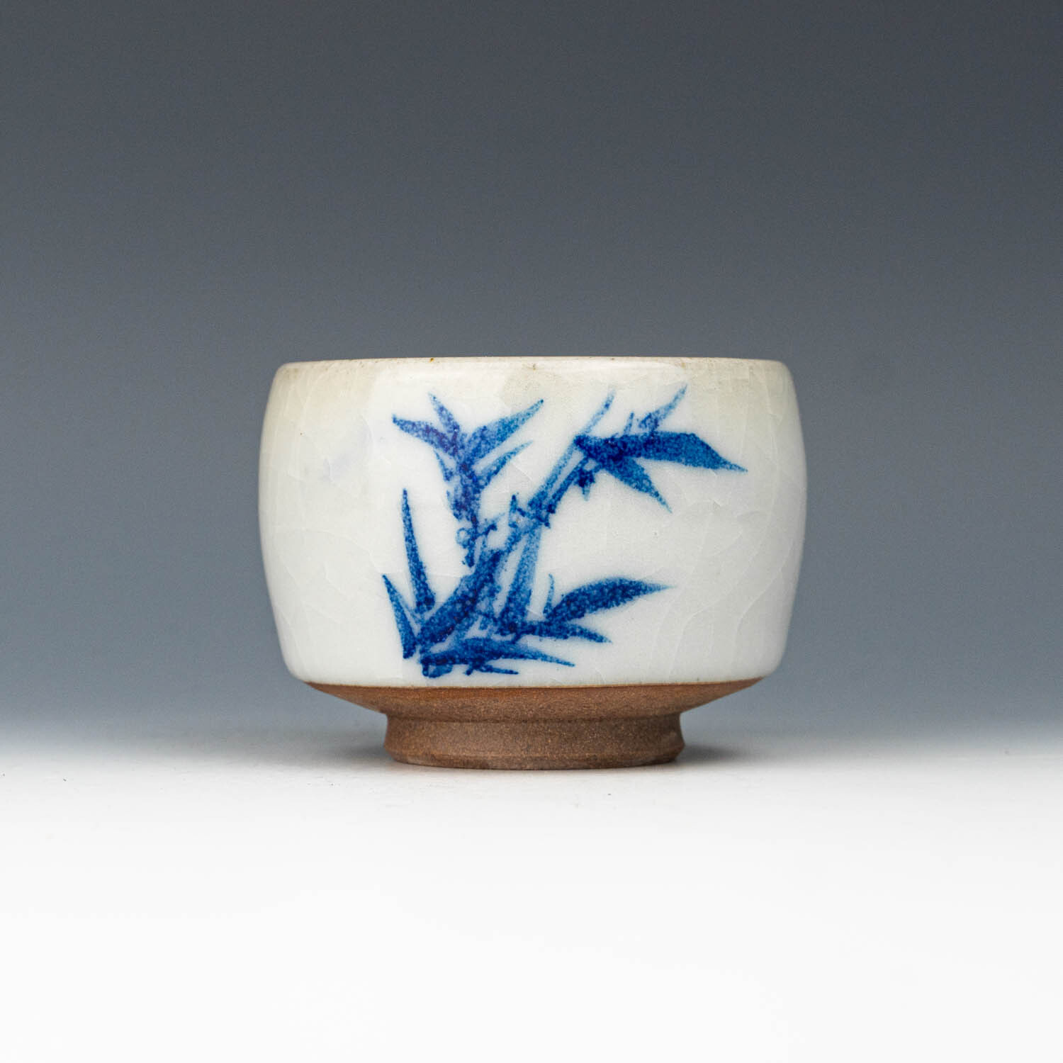 陳明謙】釉燒｜茶杯｜羊脂白玉青花四君子桶型杯