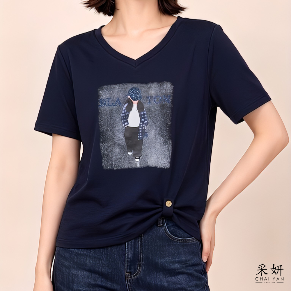 水鑽街頭女孩短袖上衣