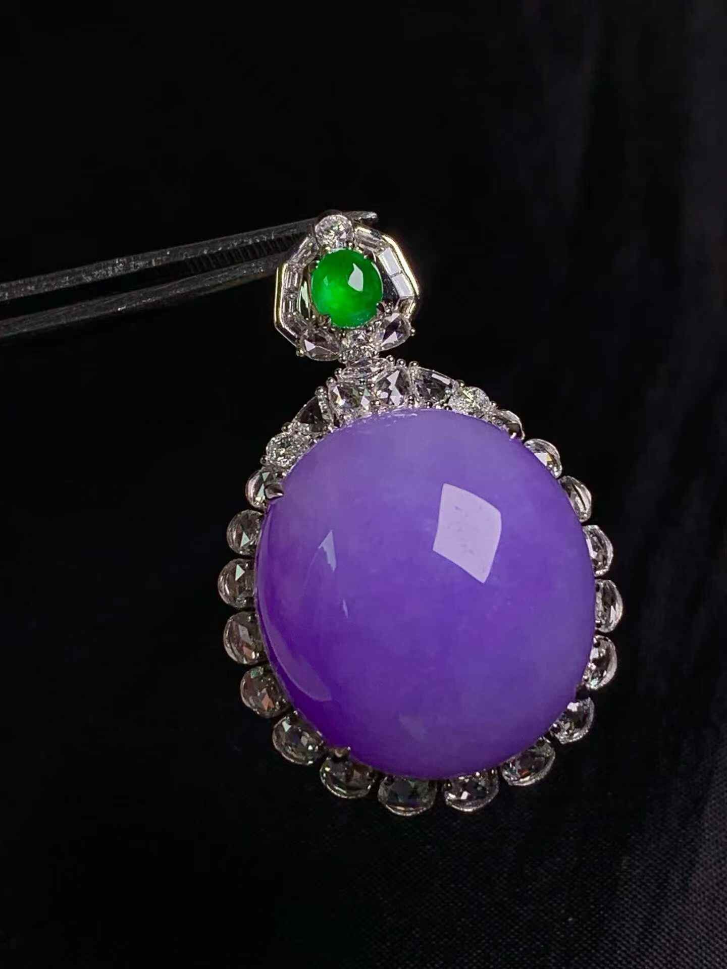 翡翠紫羅蘭蛋面吊墜,天然翡翠A玉, 緬甸玉, Jade, Jadeite