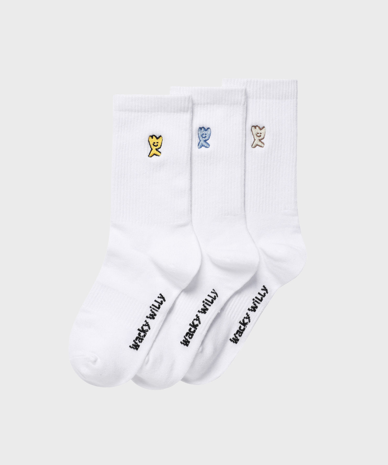【Wacky Willy】Kiki Color embradering socks 3PACK
