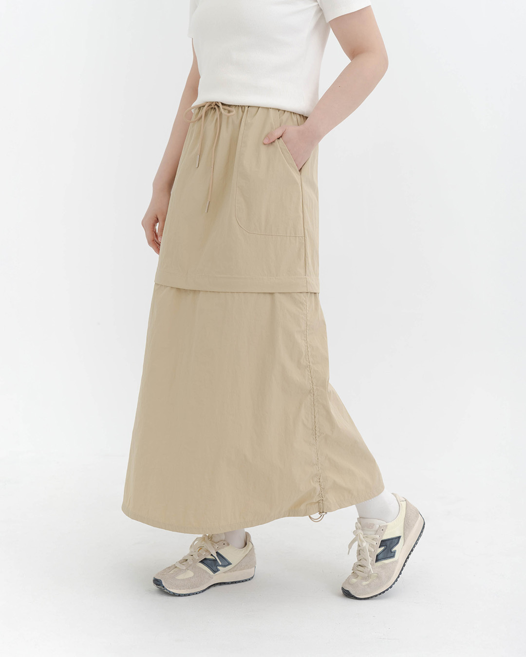 Women's Family Collection: Detachable Drawstring Long Dress, Available in Sizes S and M (Two Colors)【03070138】in stock+pre-order