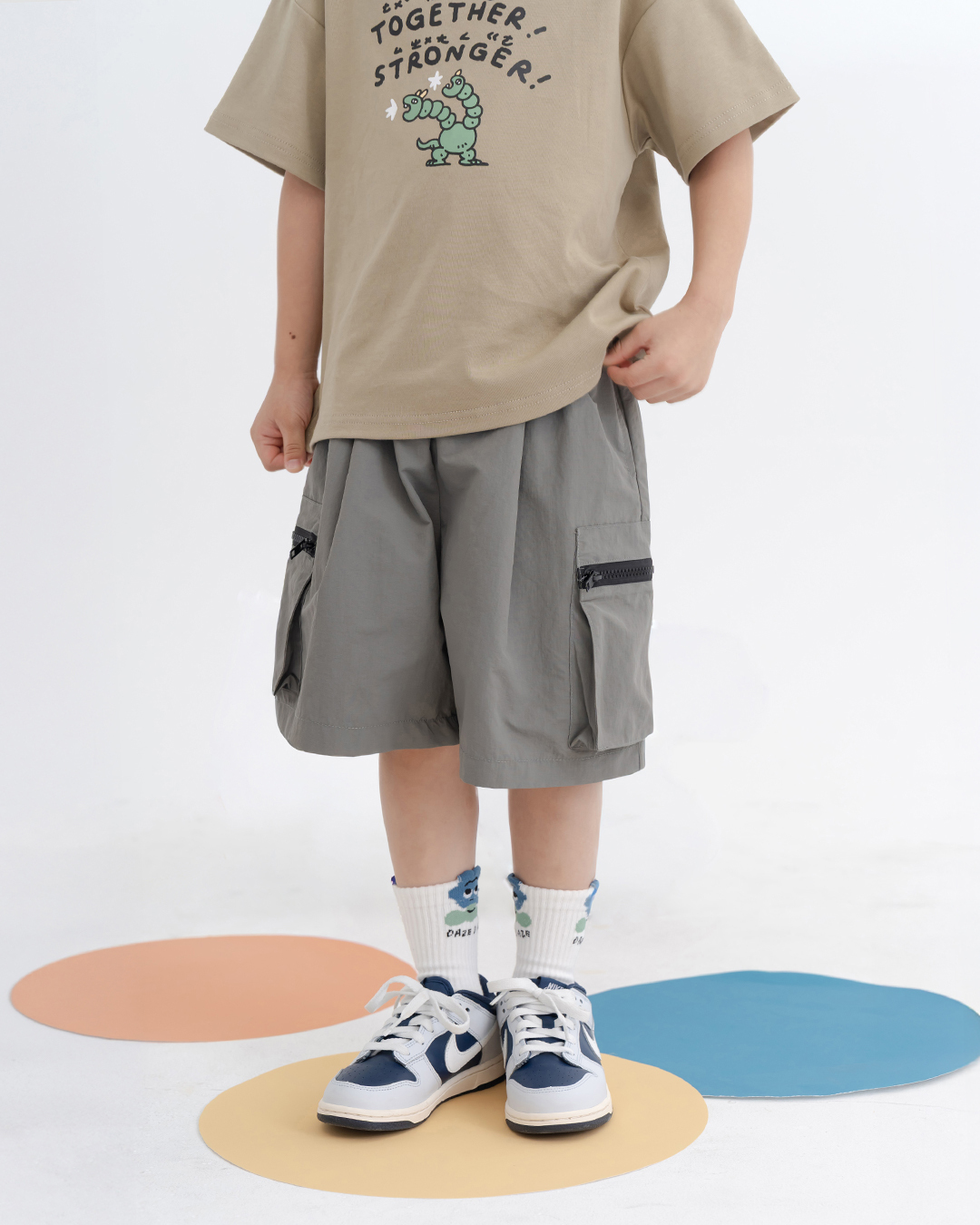 Children's shorts with belt and pleats, available in two colors, sizes M/L/XL.【04130332】in stock+pre-order