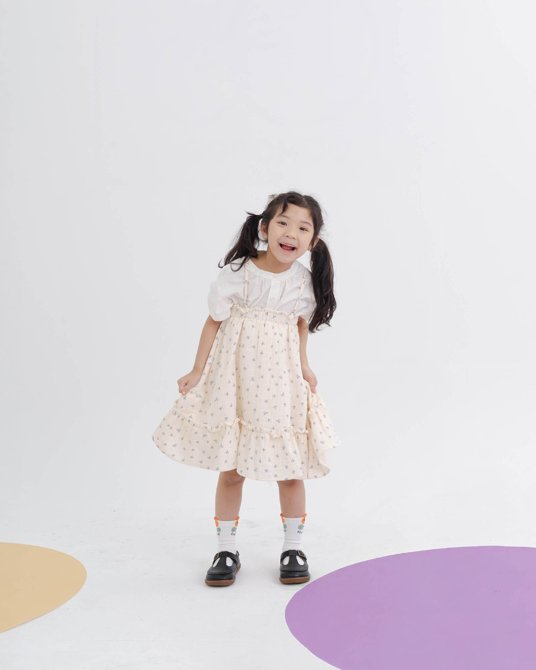 Children's Clothing, Parent-Child Series, Detachable Thin-Shoulder Bow-Tie Ruffle Dress, M/L/XL【01087277】in stock+pre-order