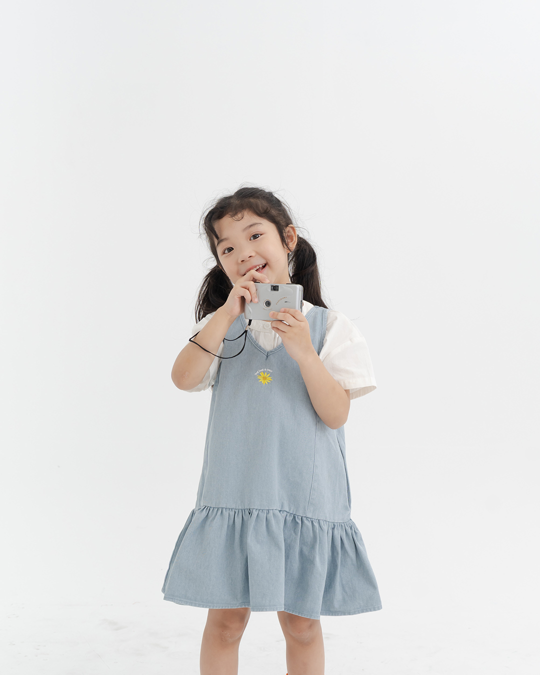 Children's Clothing - Parent-Child Series: Floral Embroidered Denim Short Dress M/L/XL【01087326】in stock+pre-order