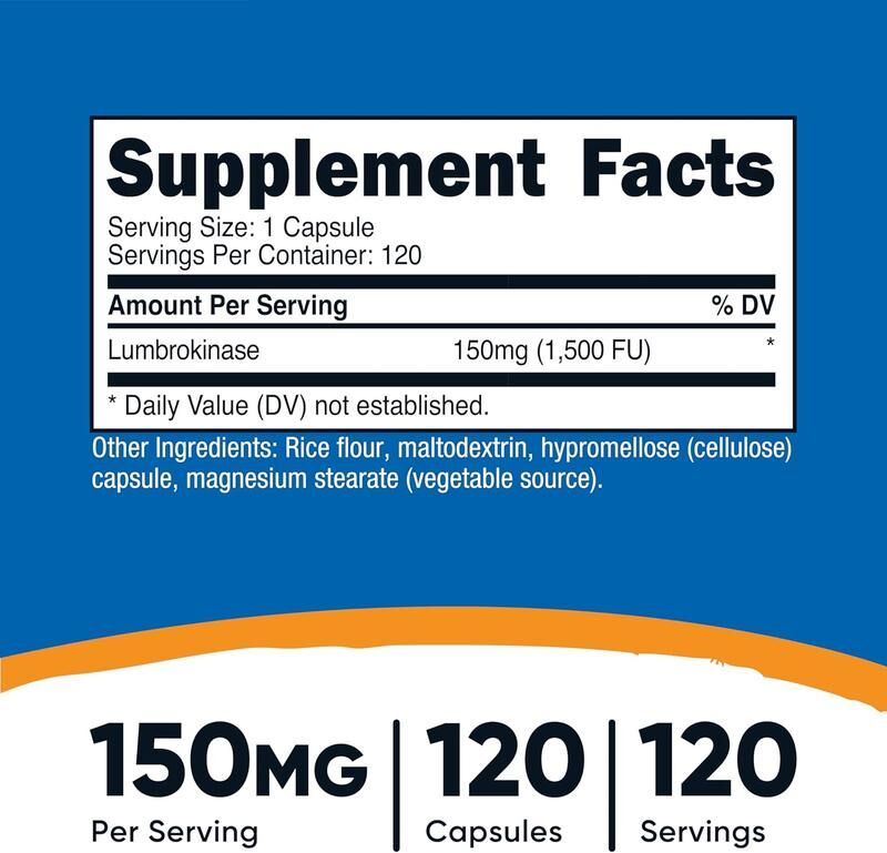 代購 Nutricost Lumbrokinase Capsules 150 mg (120 Capsules)