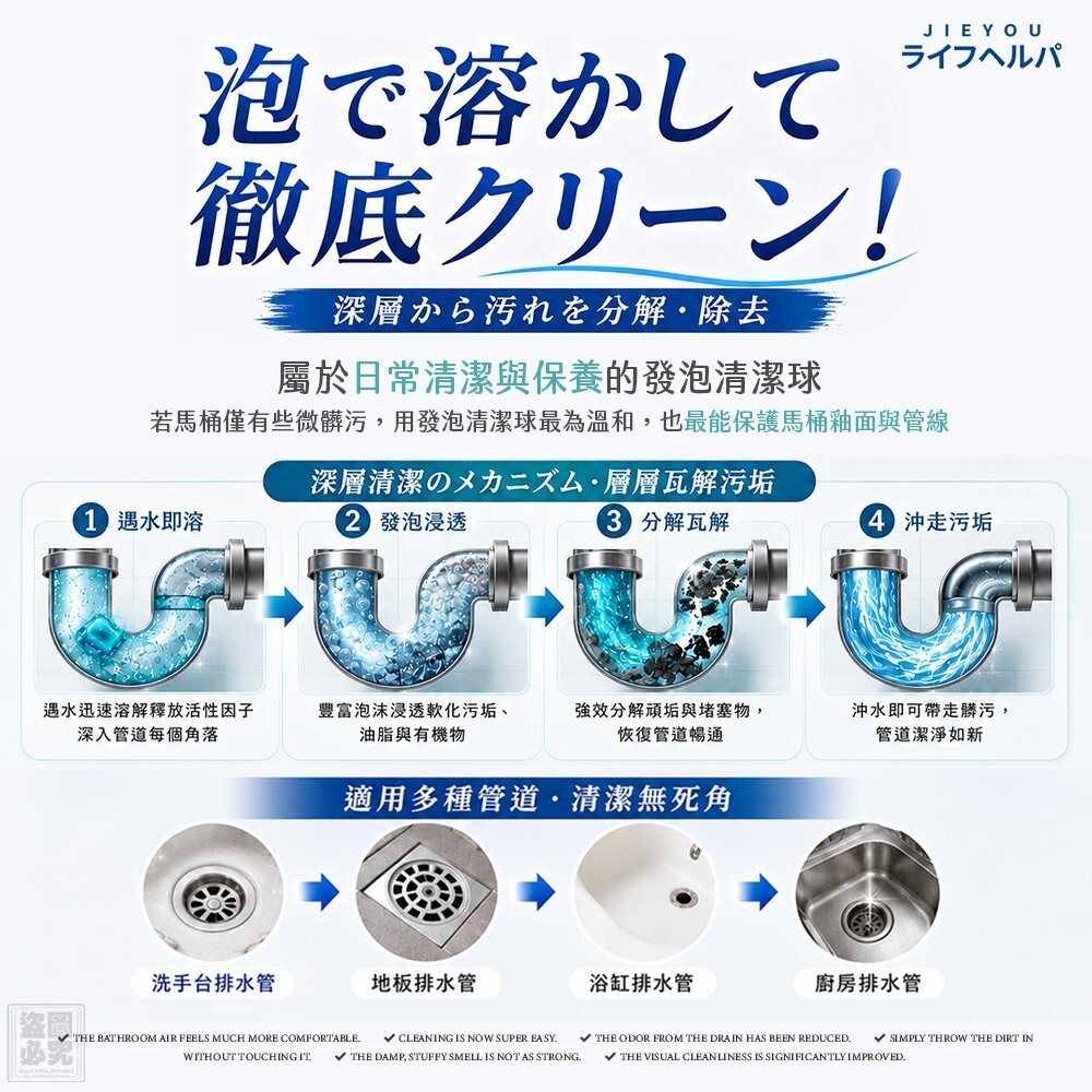 WSBB11939  日本JieYou-香水款馬桶排水管清潔球2盒組（8月中旬）
