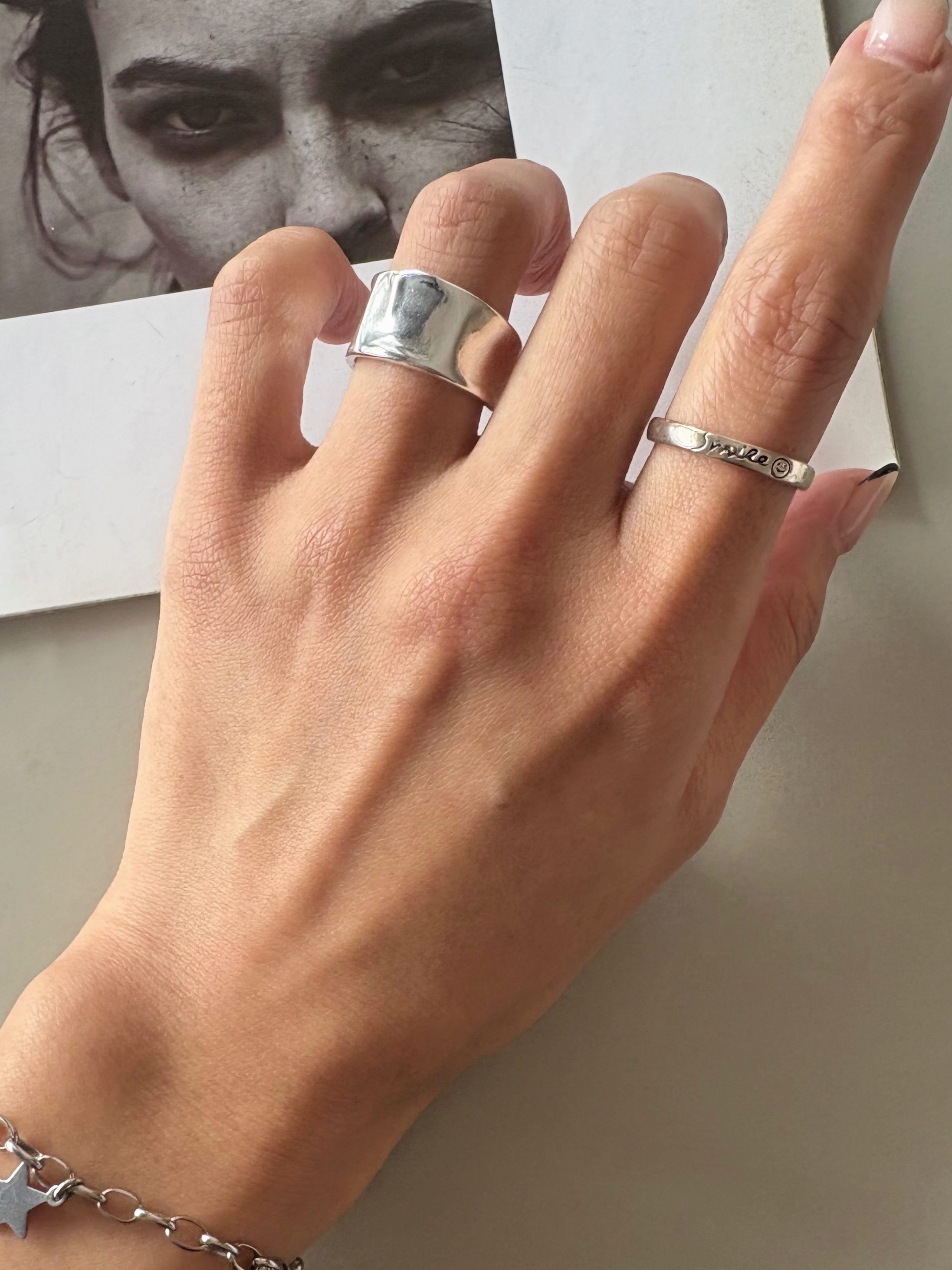 smile letter ring