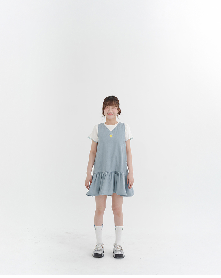 Women's Clothing - Parent-Child Series: Floral Embroidered Denim Short Dress【01087325】in stock+pre-order
