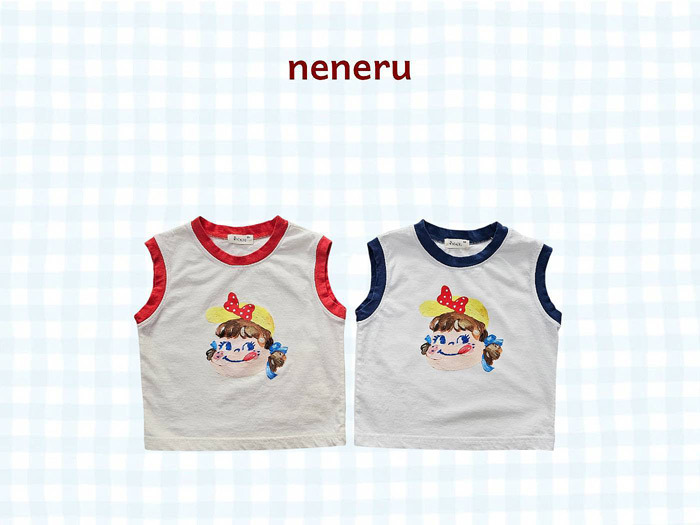 正韓夏neneru 嫩嬰/小童兩色日系復古女孩上衣