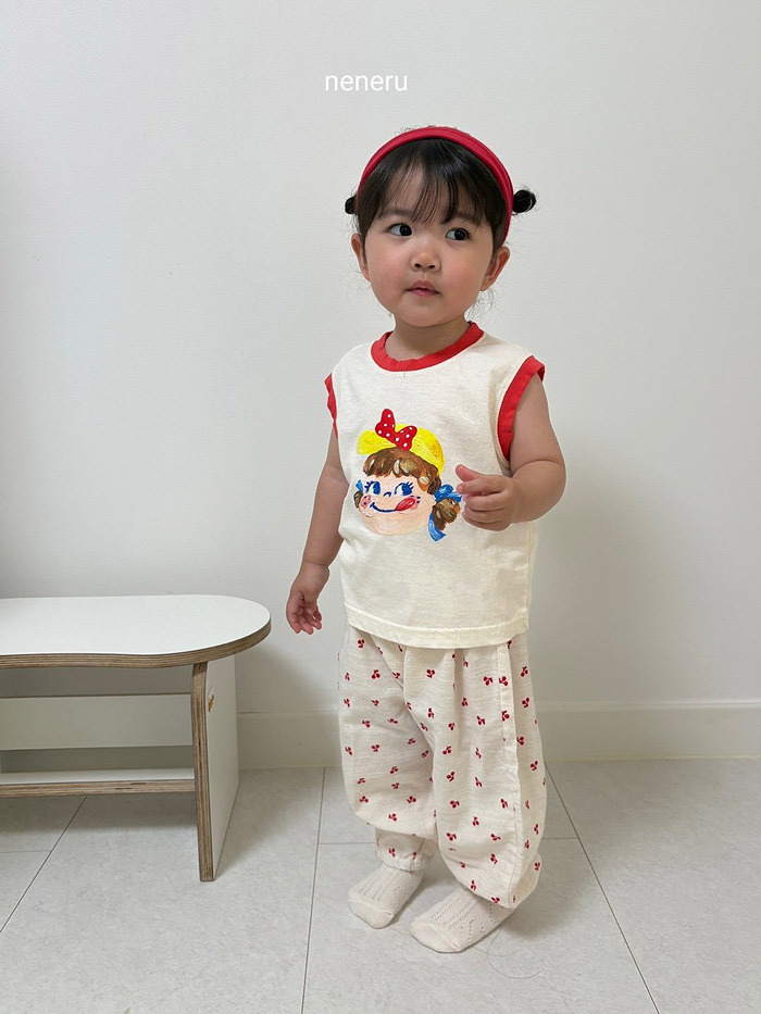 正韓夏neneru 嫩嬰/小童兩色日系復古女孩上衣