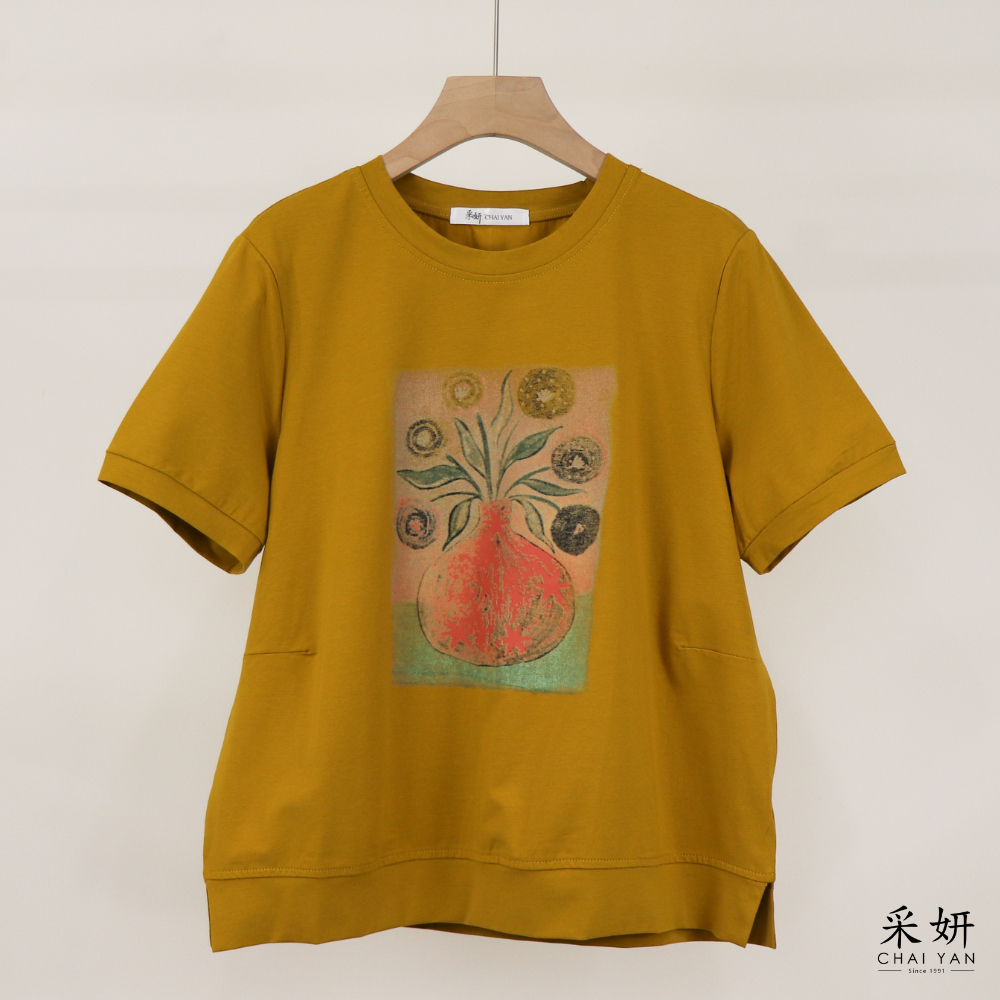 褪色花朵短袖上衣