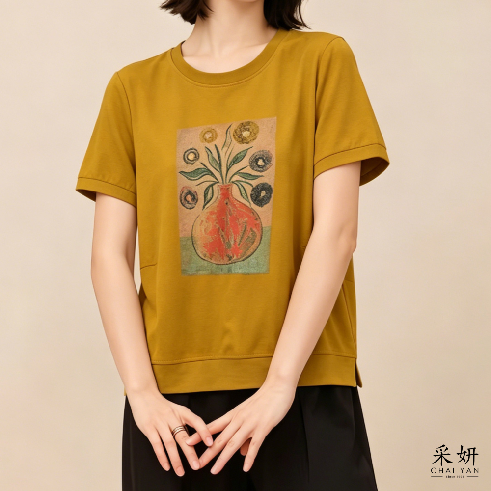 褪色花朵短袖上衣
