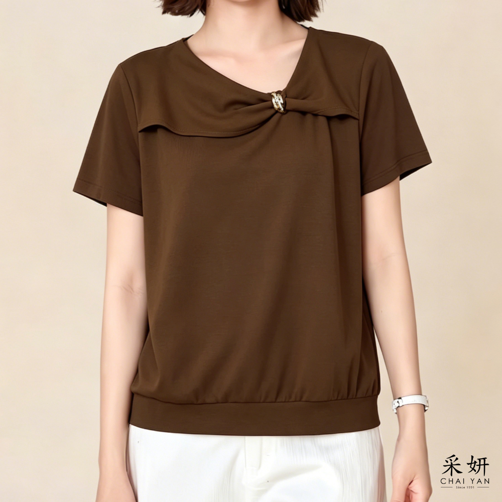 小馬刺繡跳色滑棉短袖上衣