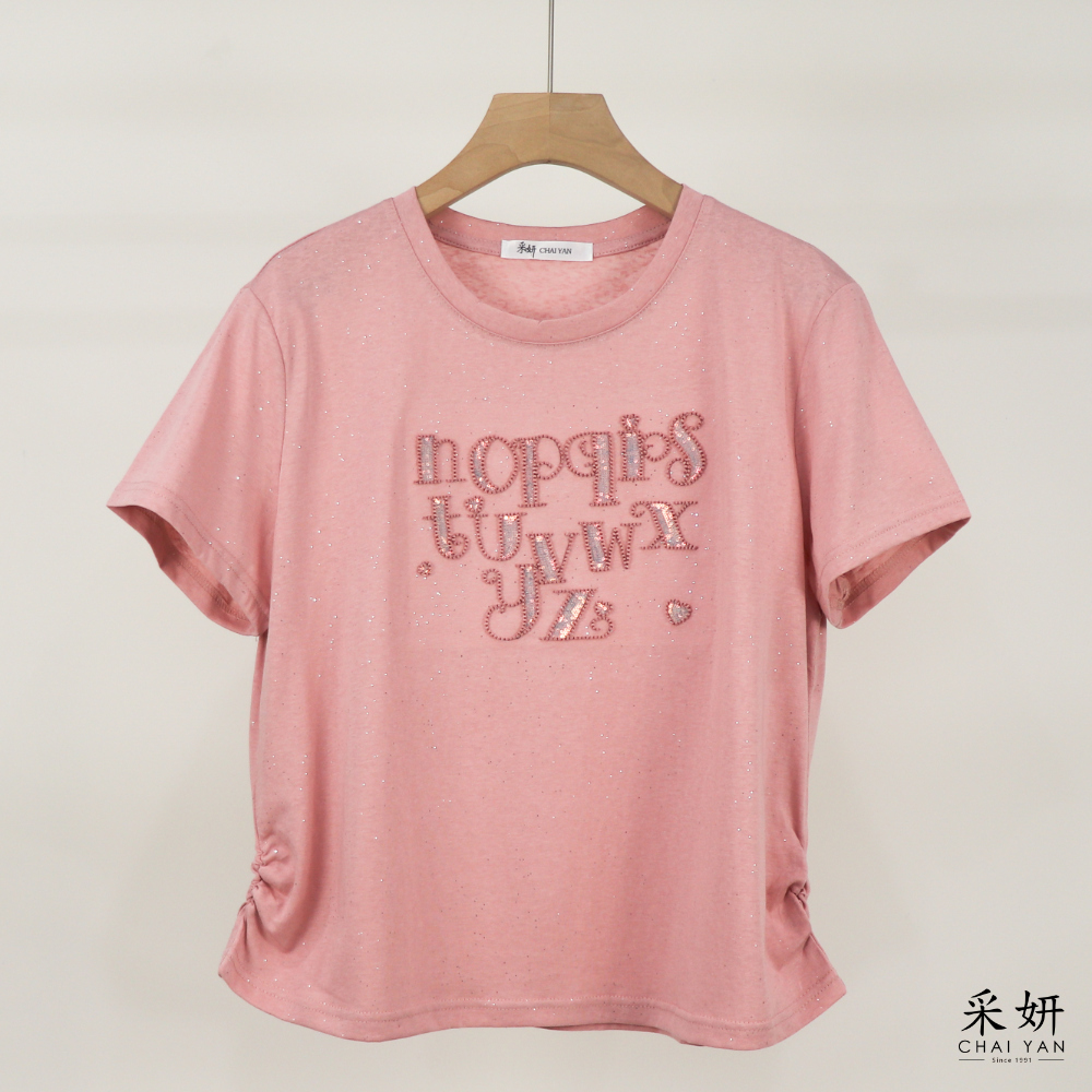亮片立體縫線短袖上衣