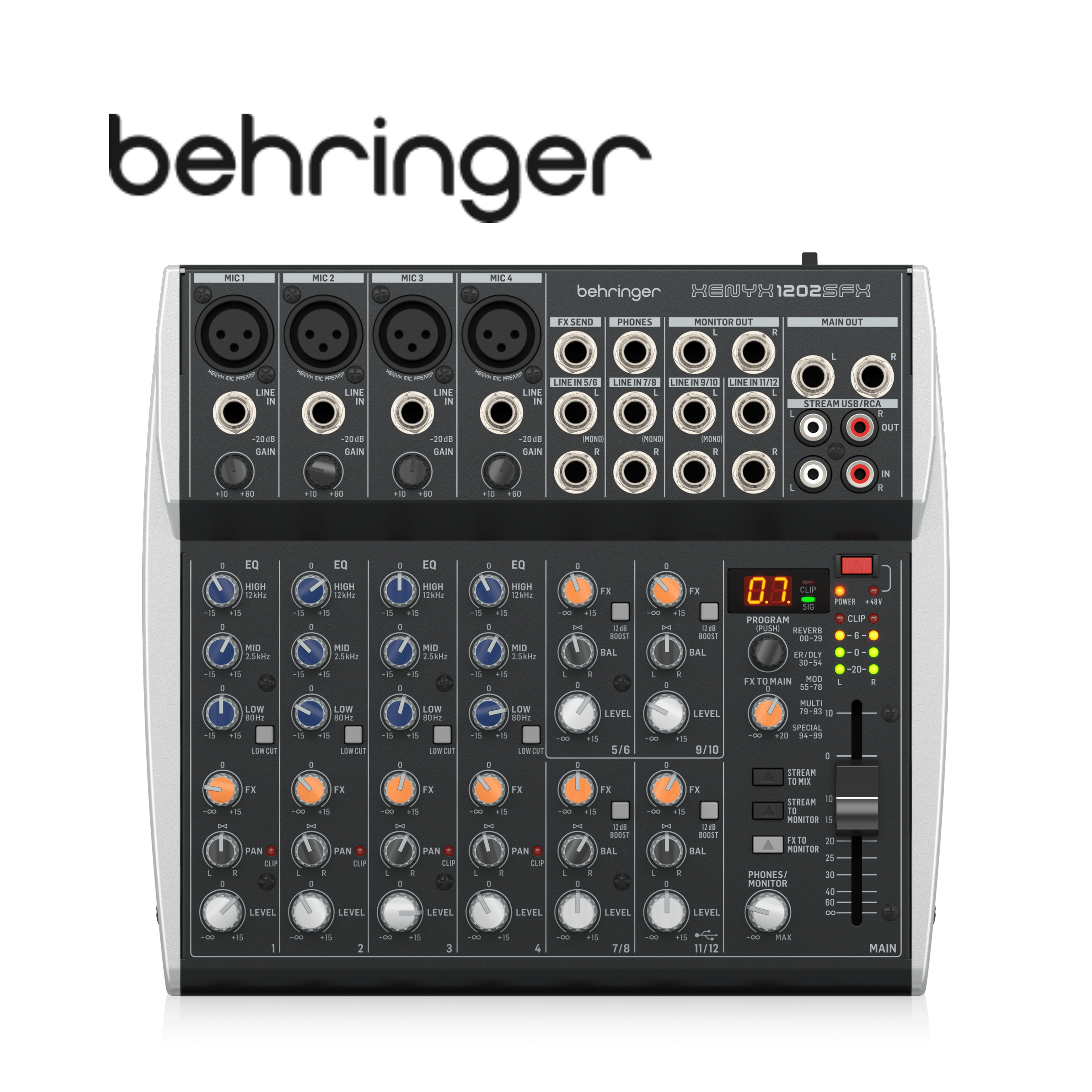 Behringer XENYX 1202SFX Mixer 12軌 類比混音器 USB錄音介面 內建Effects效果器 附變壓器