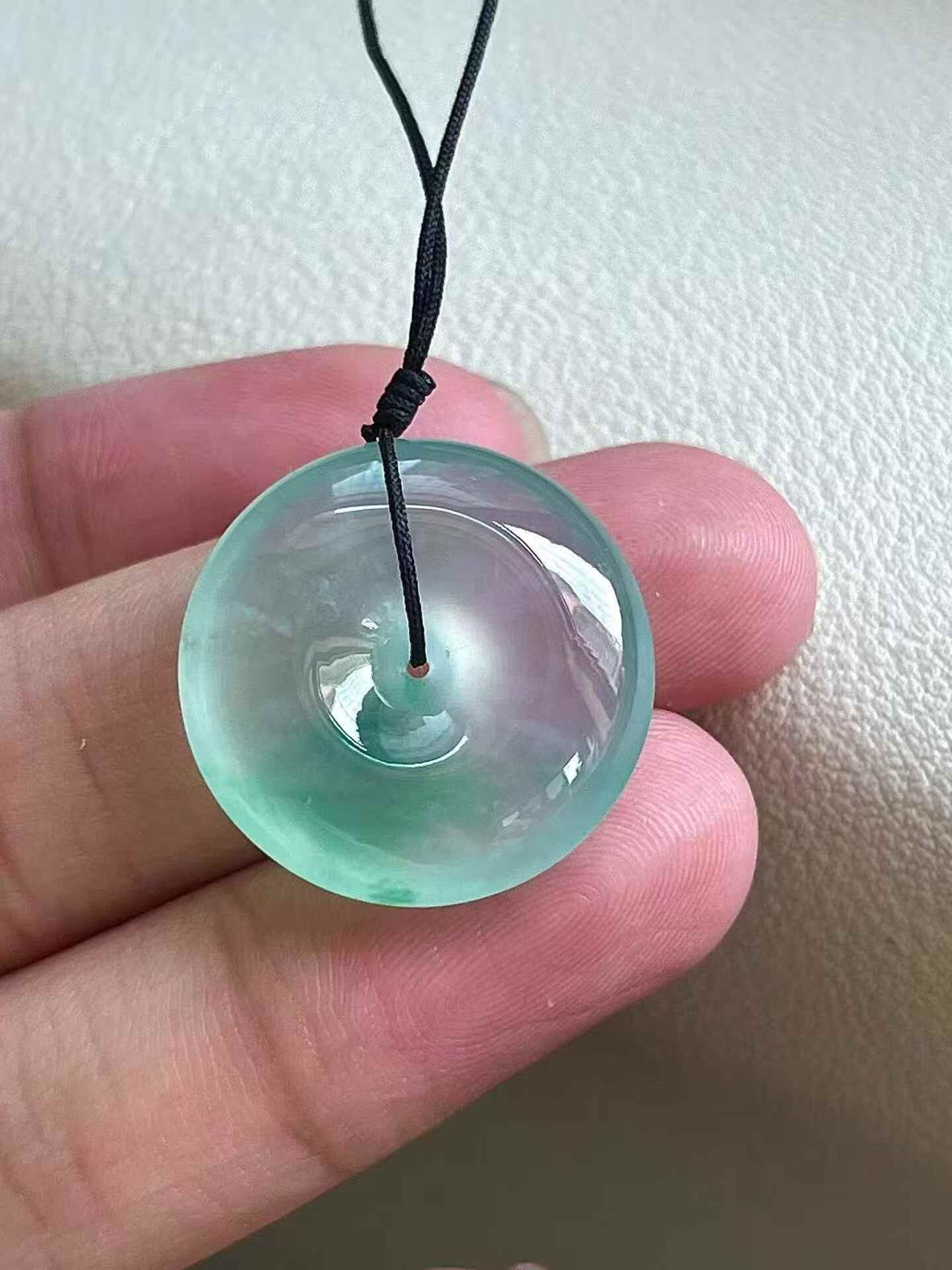 65374 翡翠飄花平安扣 (20.6mm直徑)