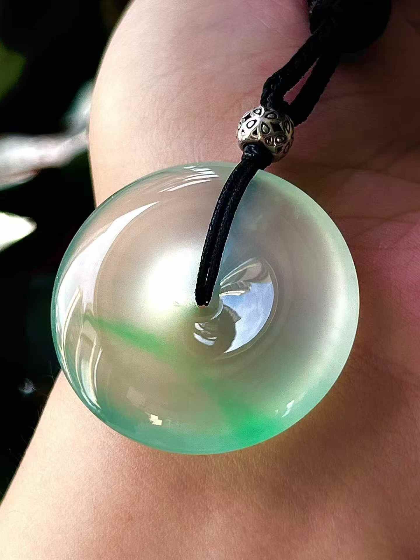 翡翠飄花平安扣 (27.1mm直徑),天然翡翠A玉, 緬甸玉, Jade, Jadeite