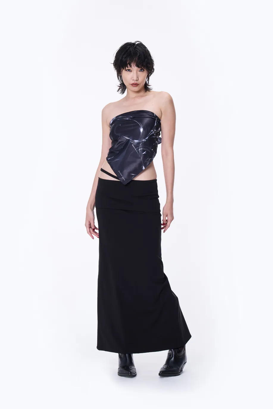 【車庫服飾】SILVER NINE 2-Way Detachable Draped Maxi Skirt