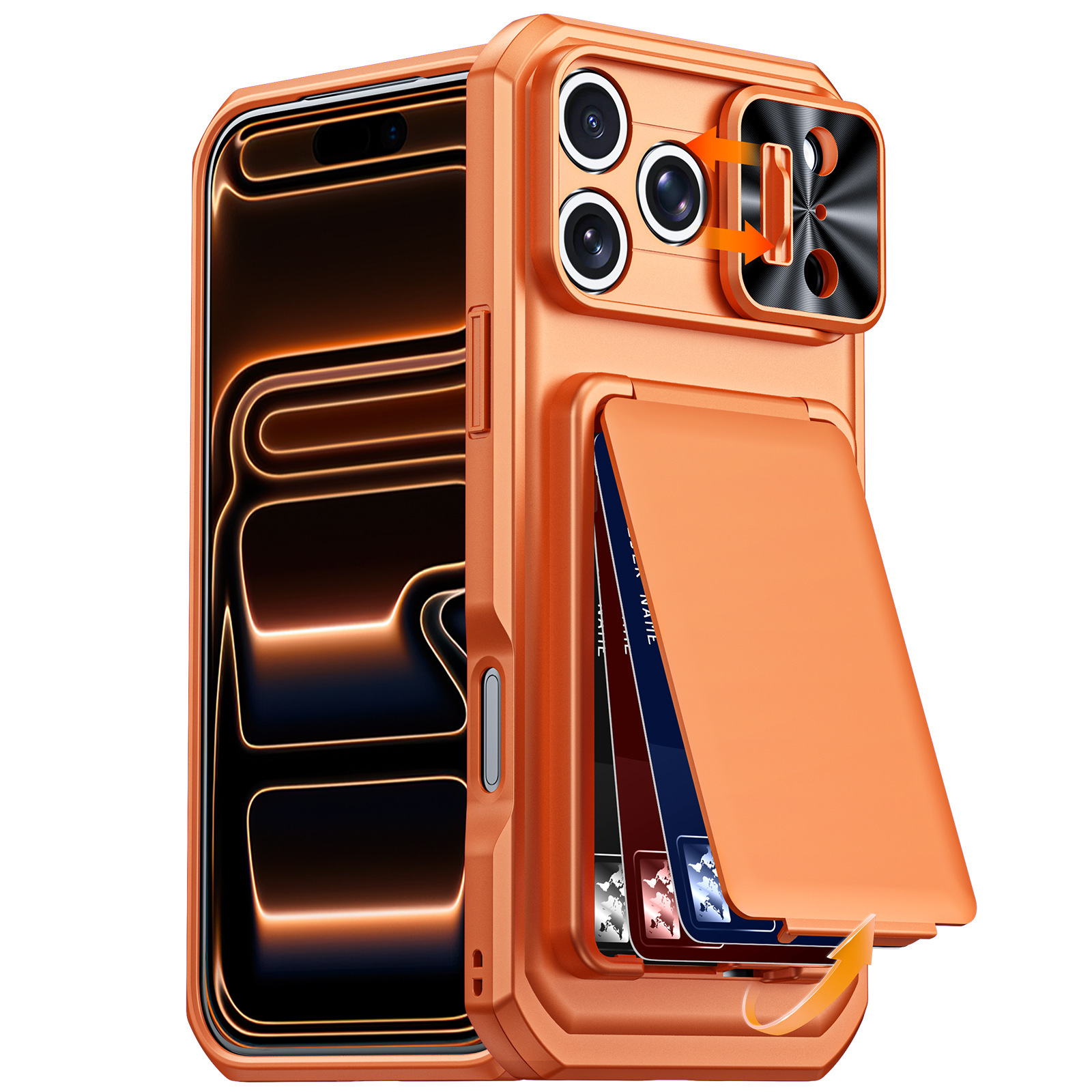 XPRO - Card Glide Pro - iPhone 17 Pro Max Case 卡片夾支架滑蓋鏡頭保護高度防撞手機保護殼