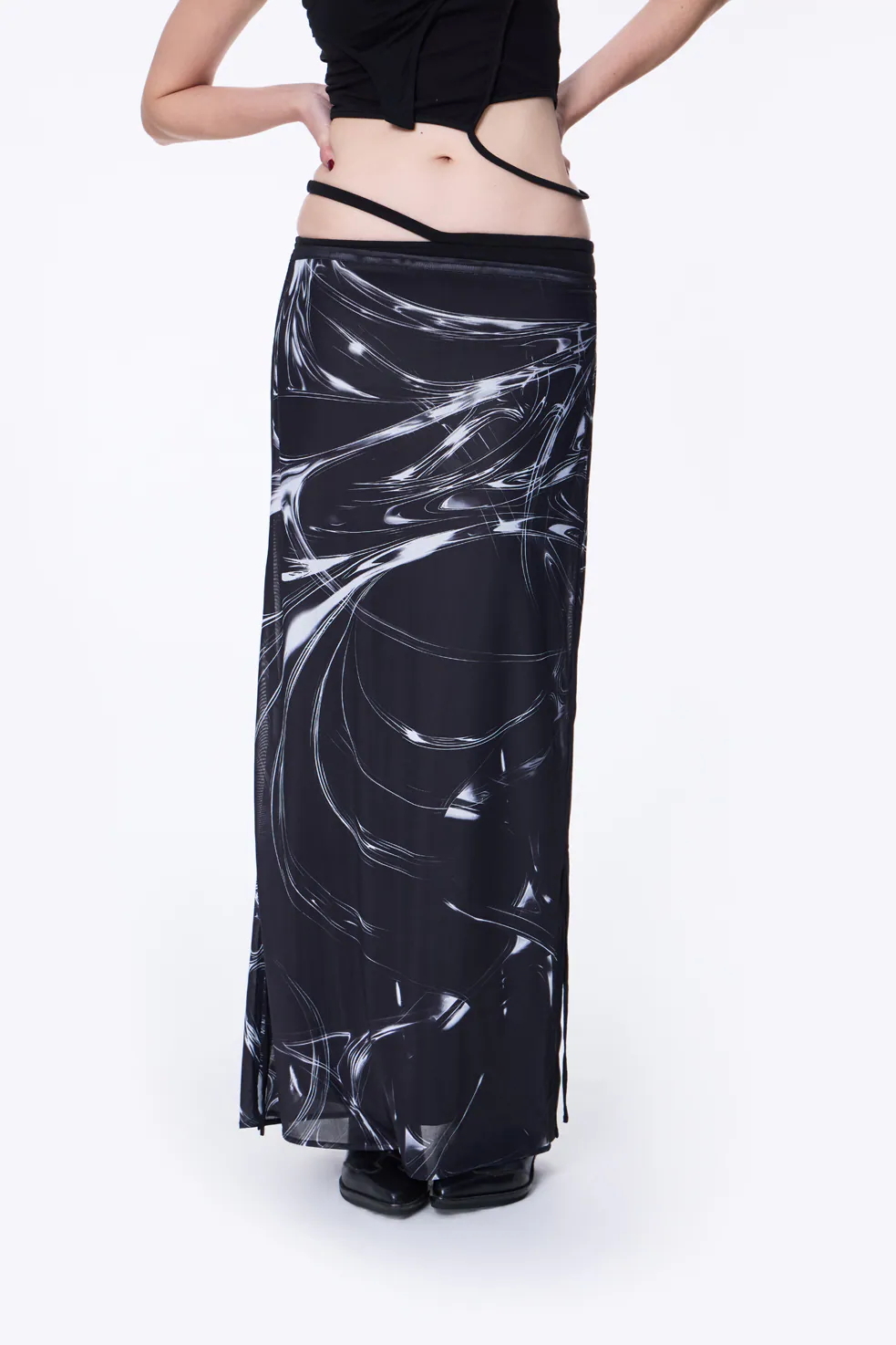 【車庫服飾】SILVER NINE Opto-Tunnel Print Skirt