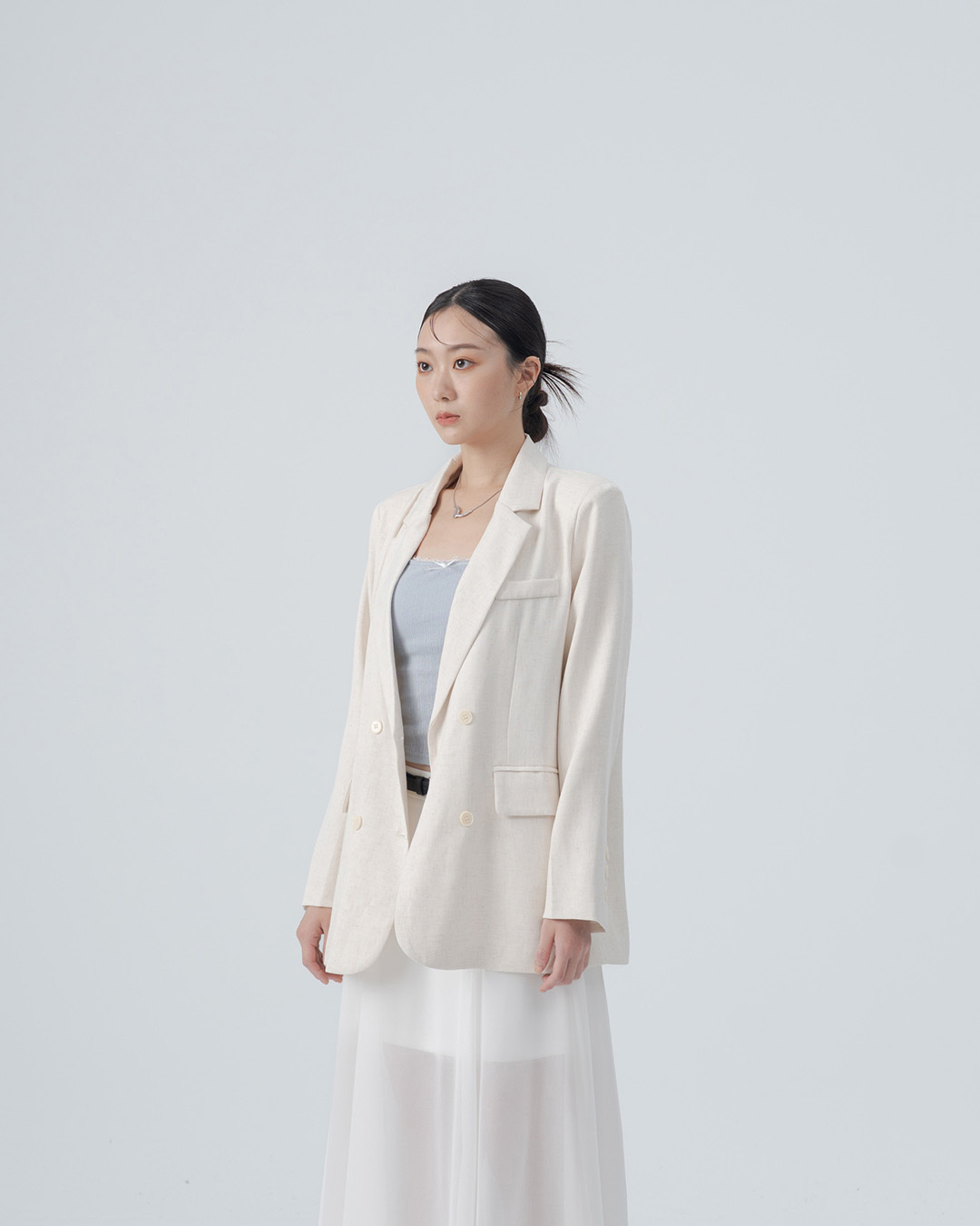 Basic Plain Collared Suit Jacket - Apricot【02030581】in stock+pre-order