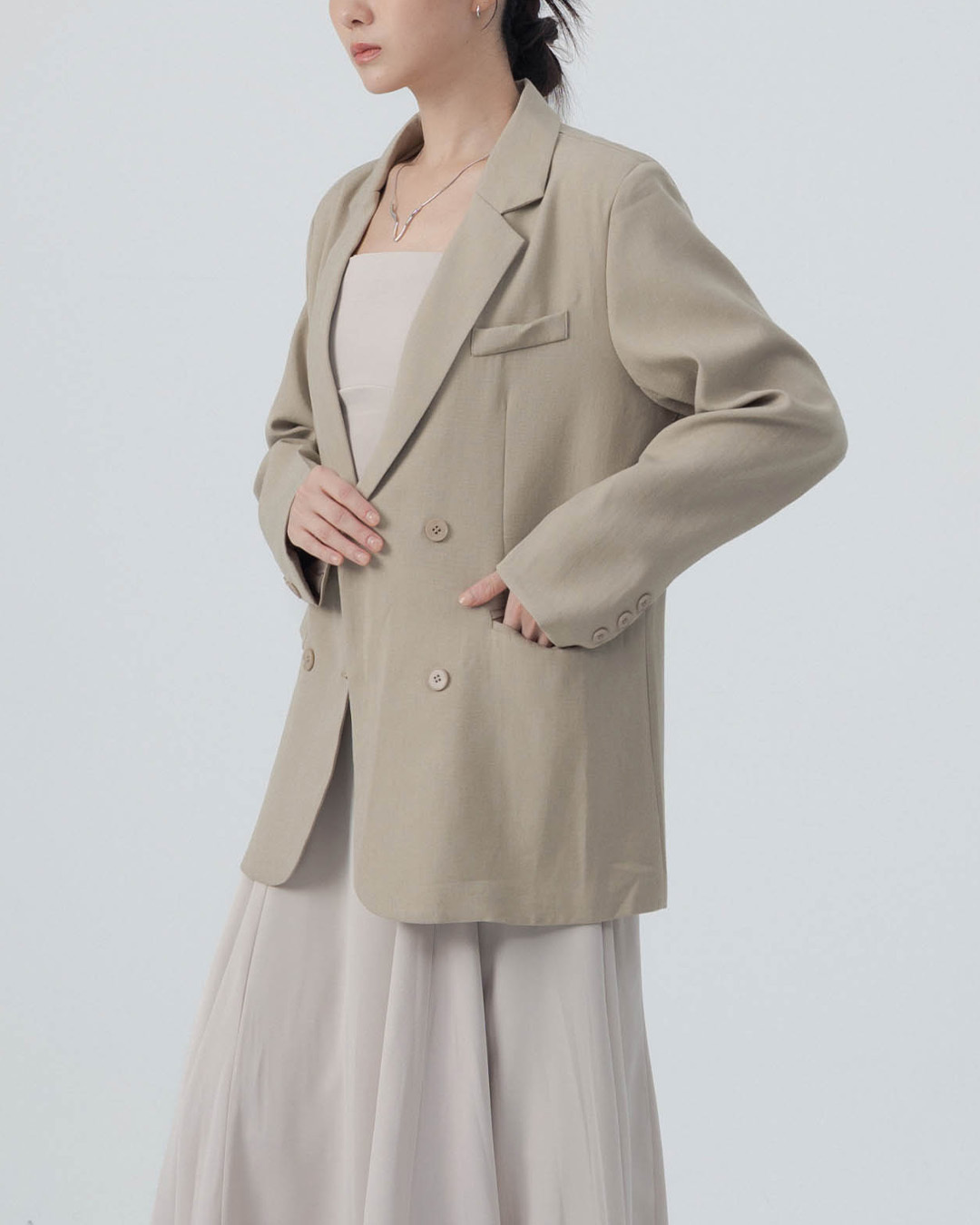 Basic plain lapel suit jacket - khaki【02030582】in stock+pre-order