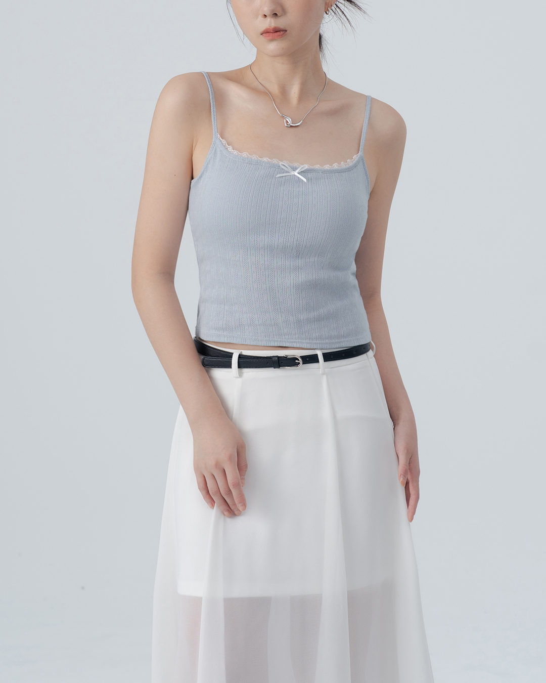 Lace jacquard spaghetti strap bra top - Blue S/M【01041967】in stock+pre-order