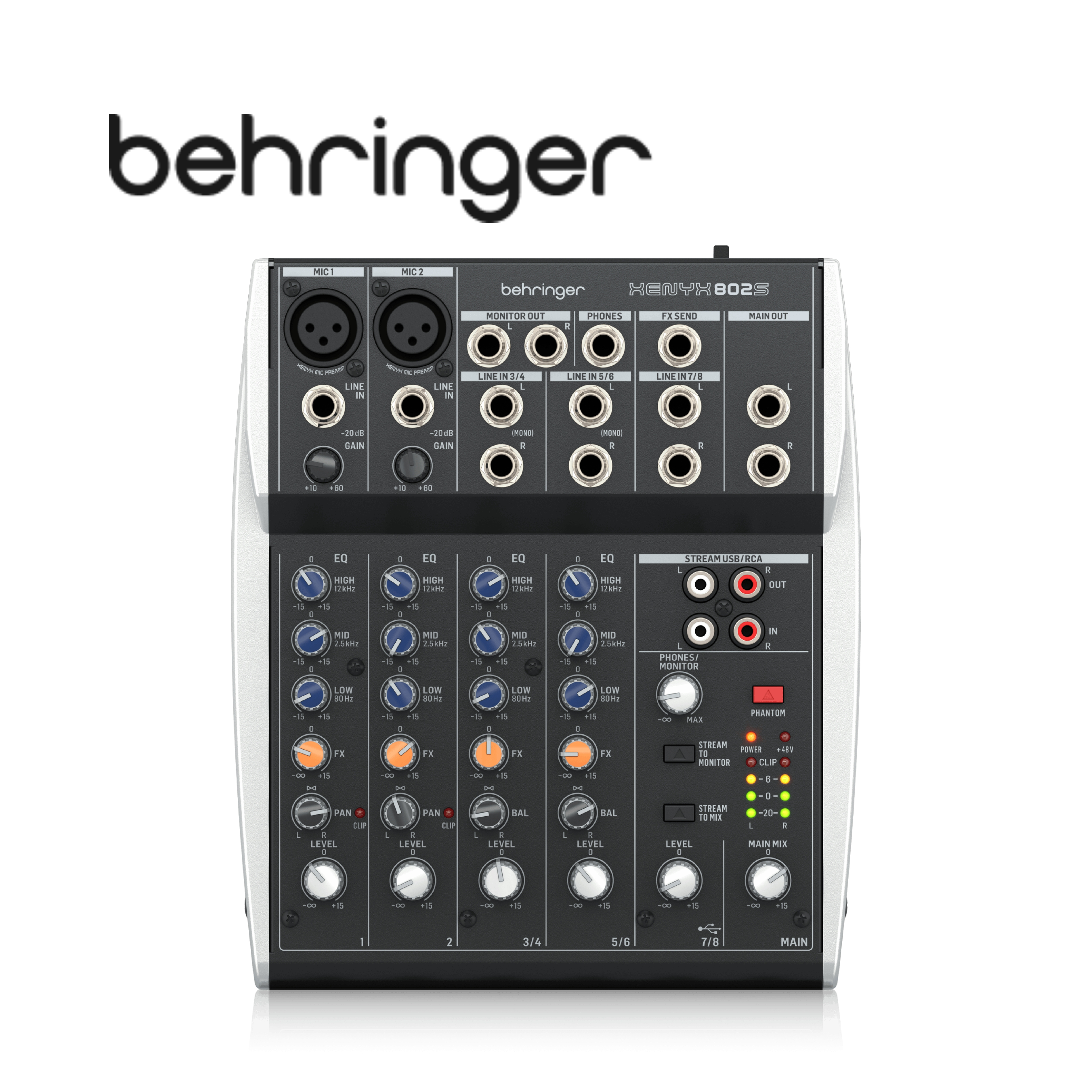 Behringer XENYX 802S Mixer 8軌 類比混音器 USB錄音介面 內附變壓器