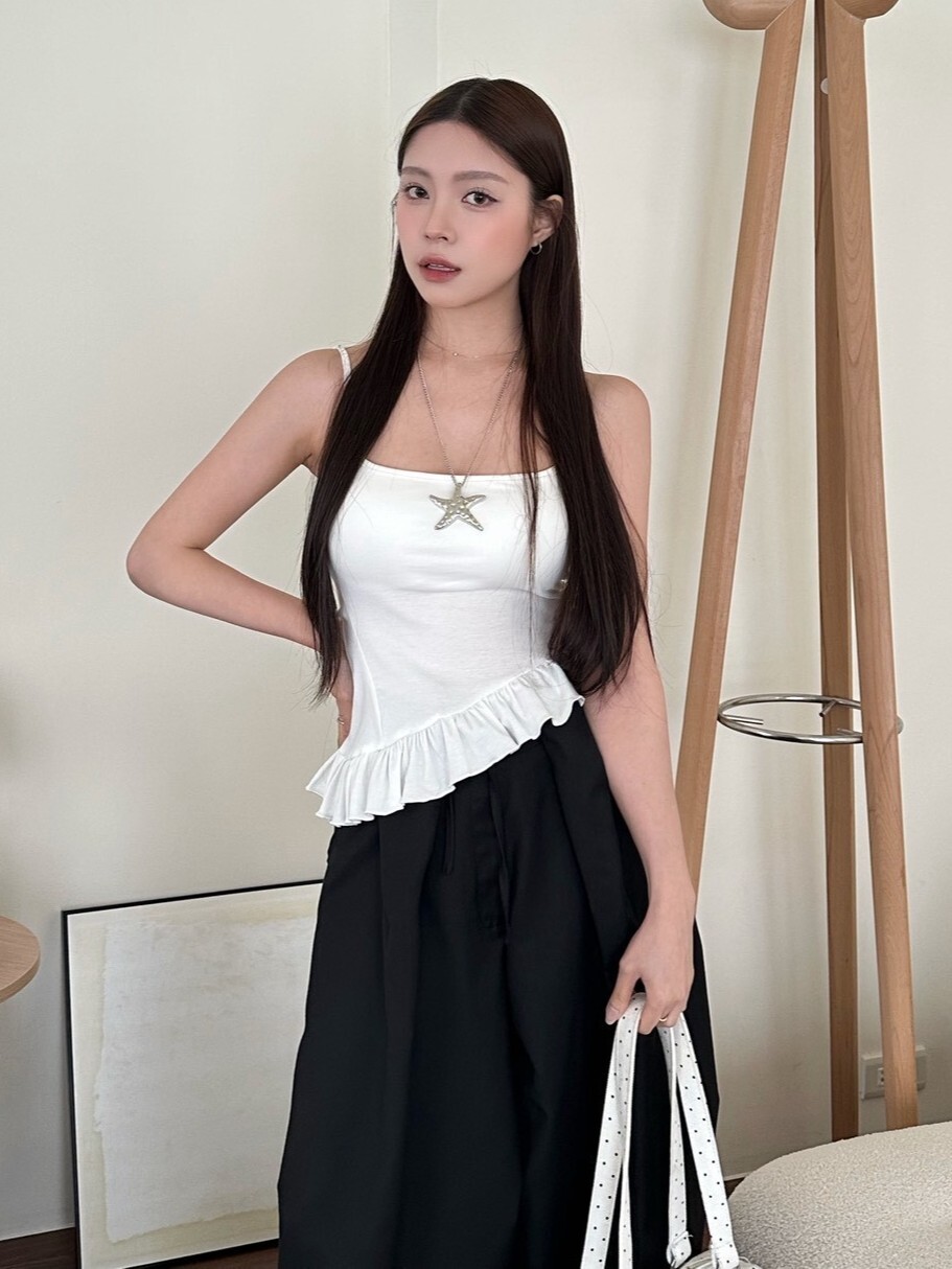 芭蕾少女 下斜裙擺bra top/細肩背心