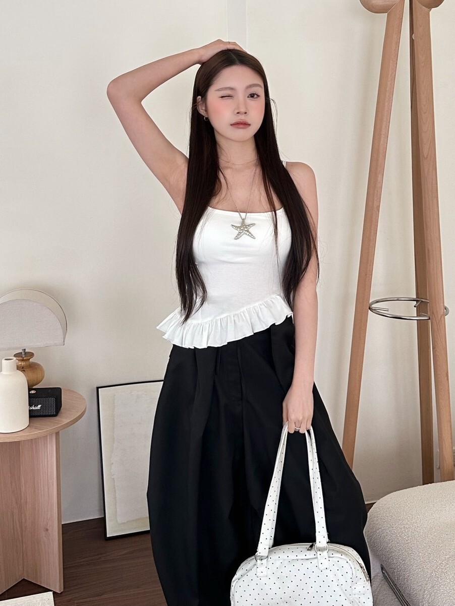 芭蕾少女 下斜裙擺bra top/細肩背心