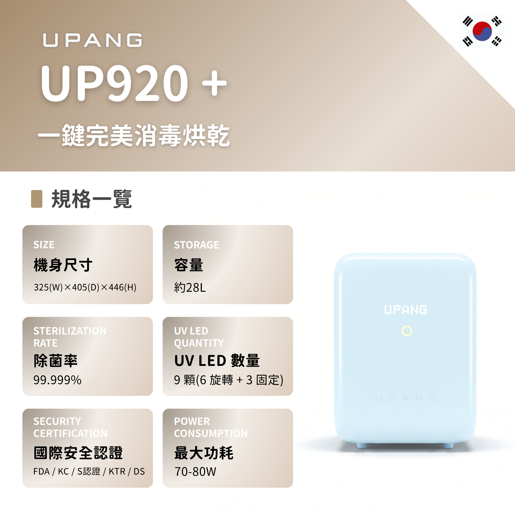 一鍵完美消毒烘乾