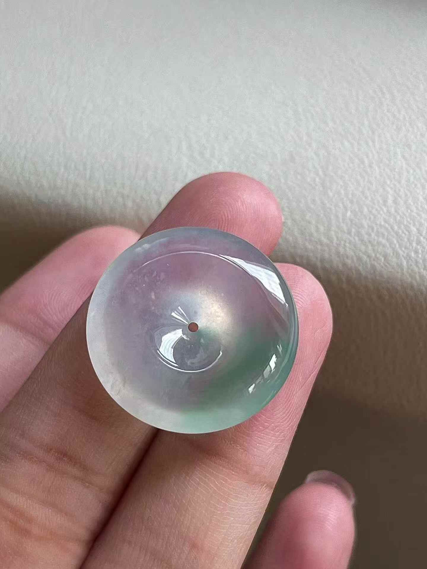 翡翠飄花平安扣 (22.7mm直徑),天然翡翠A玉, 緬甸玉, Jade, Jadeite